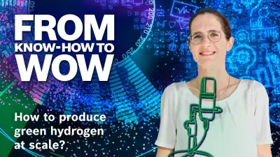 Bosch electrolysis expert Anika Utz is seen next to the official “From KNOW-HOW to WOW” logo
