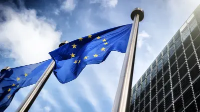 EU flags in front of a building